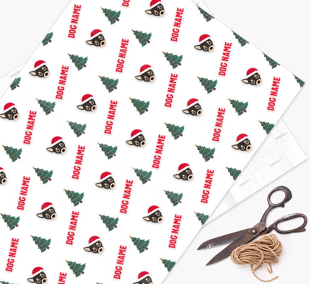 '{breedFullName} Icons & Trees' - Personalised Christmas Wrapping Paper
